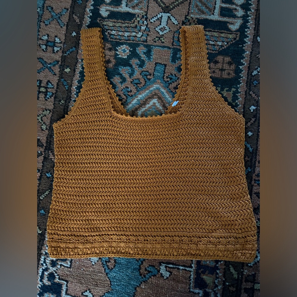 Vince Brown Crochet Tank Top